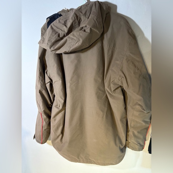 Timberland 2 Layer Winter Coat Olive Brown Sz  L  Zip out Liner Orange Accents - Picture 5 of 11